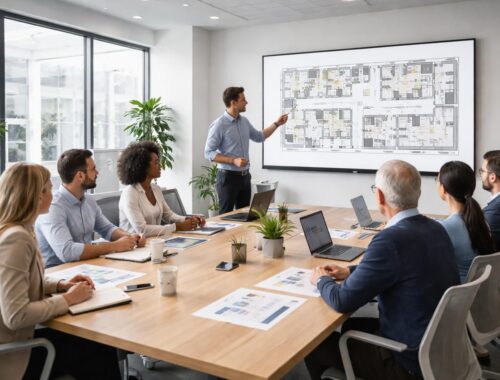 découvrez comment projeter en réunion les plans d’aménagement de vos bureaux sur écran de projection pour une meilleure collaboration et prise de décision.