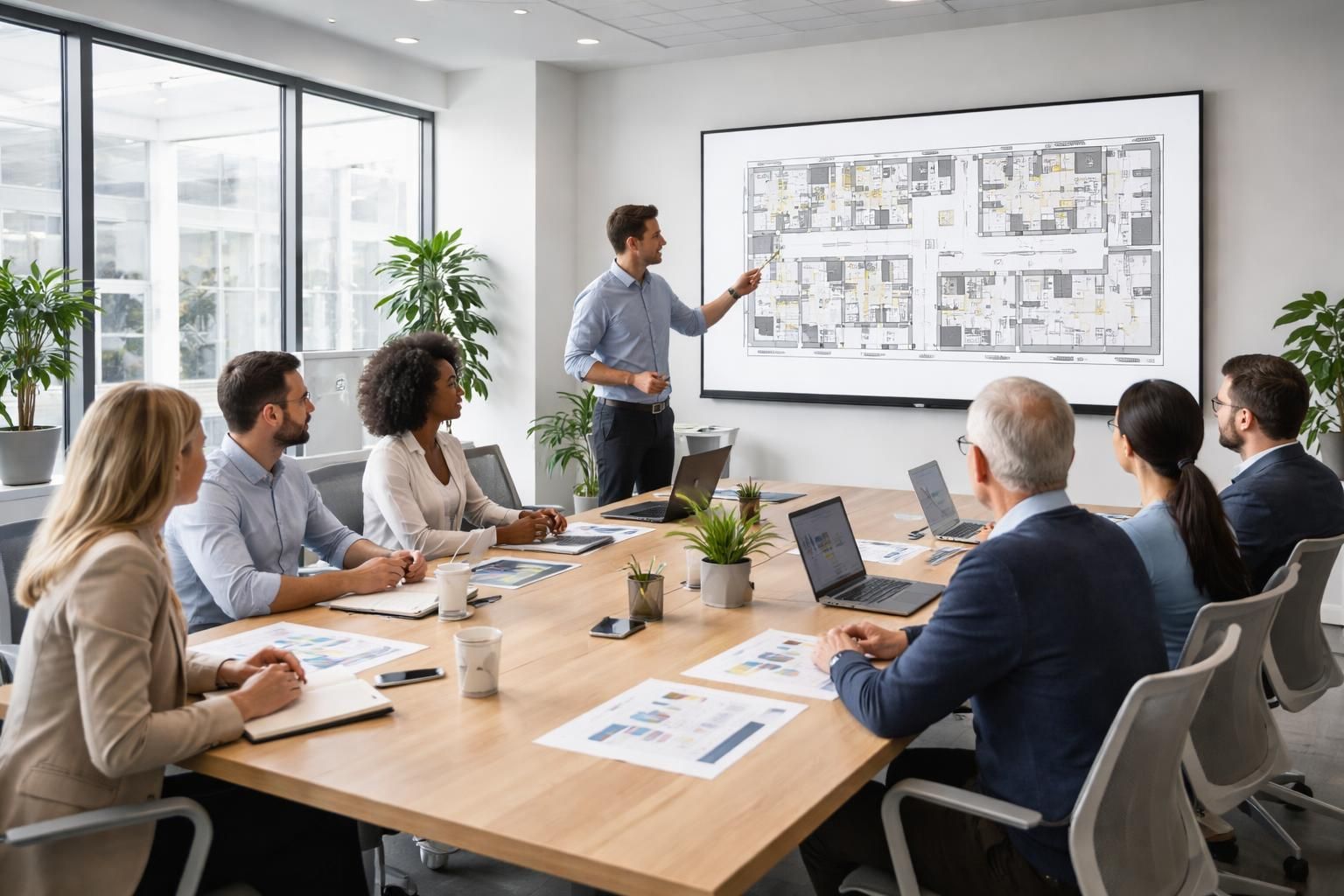 découvrez comment projeter en réunion les plans d’aménagement de vos bureaux sur écran de projection pour une meilleure collaboration et prise de décision.