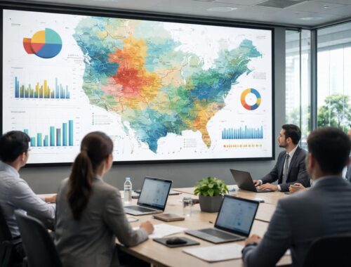 découvrez comment afficher une carte secteur et des données de prospection sur un écran de projection pour optimiser vos analyses et présentations commerciales.