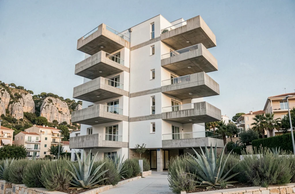 Résidence Valmer à Marseille avec terrasses étagées et façade contemporaine dans un quartier collinaire